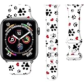 Sport Watch Band Compatible with Apple Watch Band 38mm 40mm 41mm Women, Soft Silicone Floral Print Sport Strap Replacement Wristbands for iWatch Series Ultra 9 8 7 6 5 4 3 2 1 SE - E