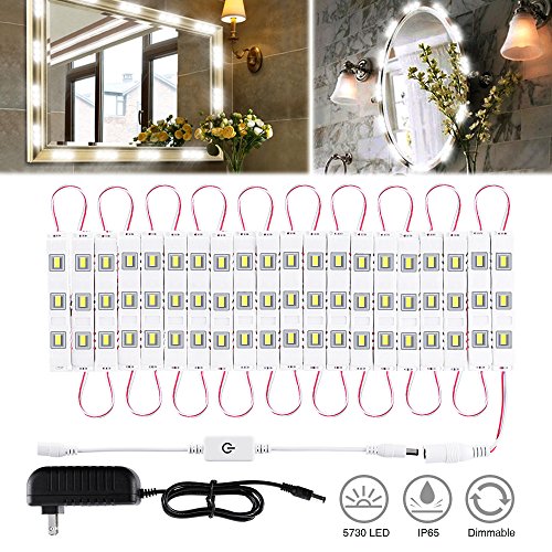 SOLMORE LED Vanity Mirror Lights 60LEDs Make up Vanity Mirror Lamp DIY LED Light Kit for Vanity Table Set in Dressing Room with Dimmer and Power Supply (Mirror NOT Included)