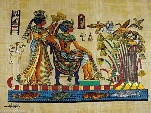Paintings - 100% Authentic Egyptian Original Hand Painted Painting Papyrus Paper Pharaoh Ancient 8
