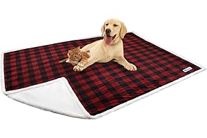 PetAmi Waterproof Dog Blanket for Medium Large Dog, Pet Puppy Blanket Couch Cover Protection, Fleece Cat Blanket Washable Throw, Couch Sofa Bed Furniture Protector Reversible Soft 60x40 Checker Red