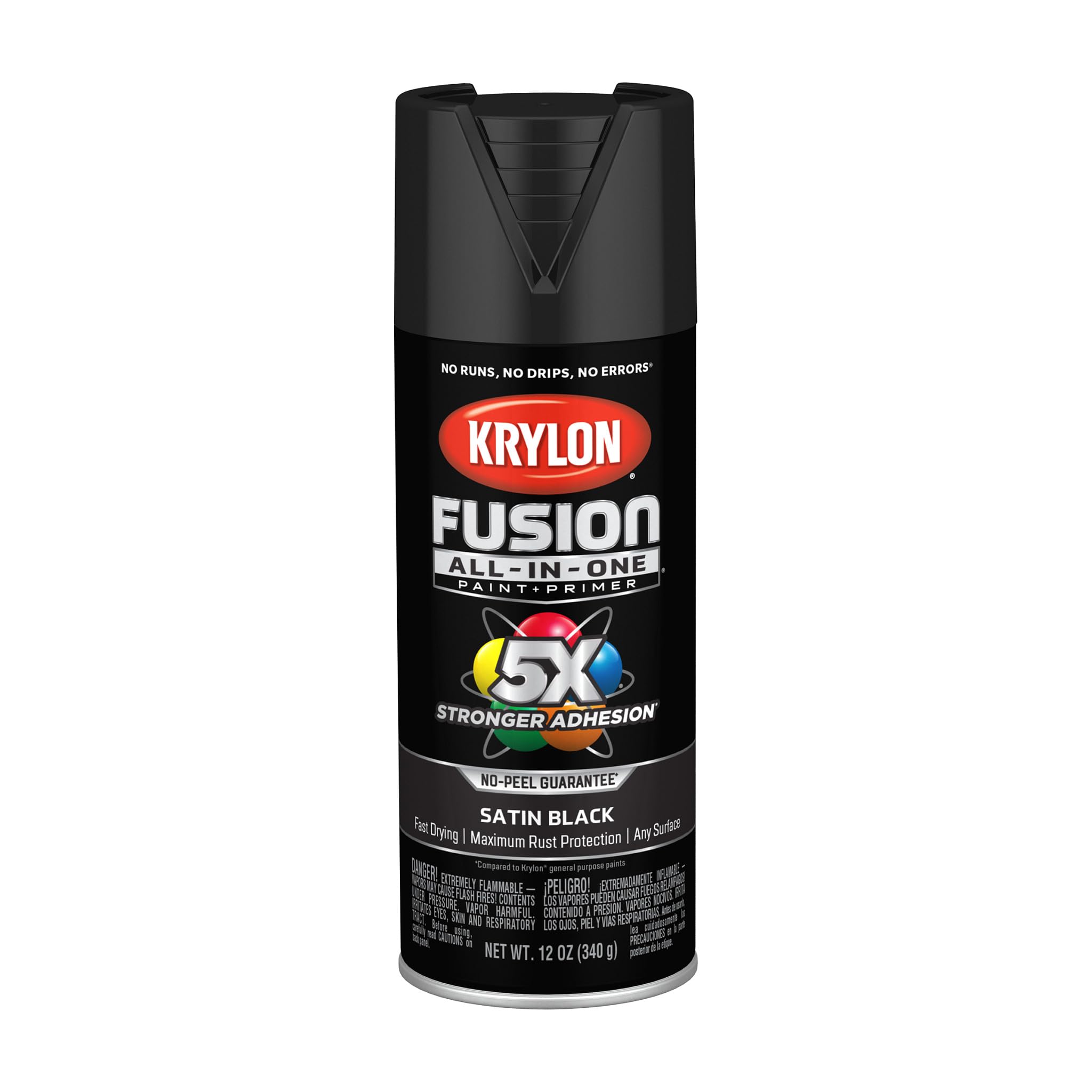 Krylon Fusion All-In-One Adhesive Spray Paint for Indoor/Outdoor Use, 12 oz, Black