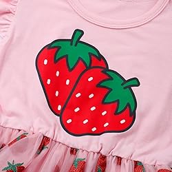 Little Girl Strawberry Tulle Dress Flutter Sleeve
