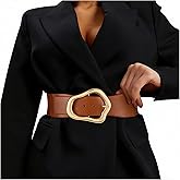 XZQTIVE Women Wide Elastic Waist Belt for Dresses Fashion Big Gold Buckle Stretchy Leather Waistband for Ladies