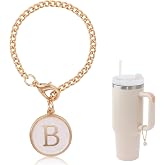 Ekarley Letter Charm Accessories For Stanley Cup,Gold Initial Chain Water Bottle Name Id Charms for Tumbler,Yeti, Simple Modern Cups Handle