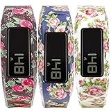 SKYLET Replacement Bands for Garmin Vivofit 2 (No Tracker)(3pcs Roses, Small)