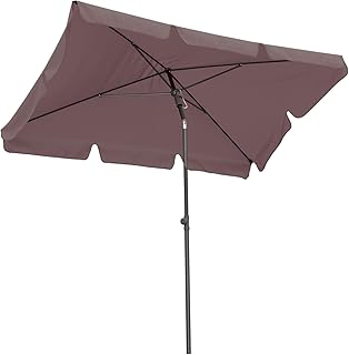 QUICK STAR Balkon Sonnenschirm 200x125cm Balkonschirm Rechteckig Knickbar Taupe Gartenschirm UV 50