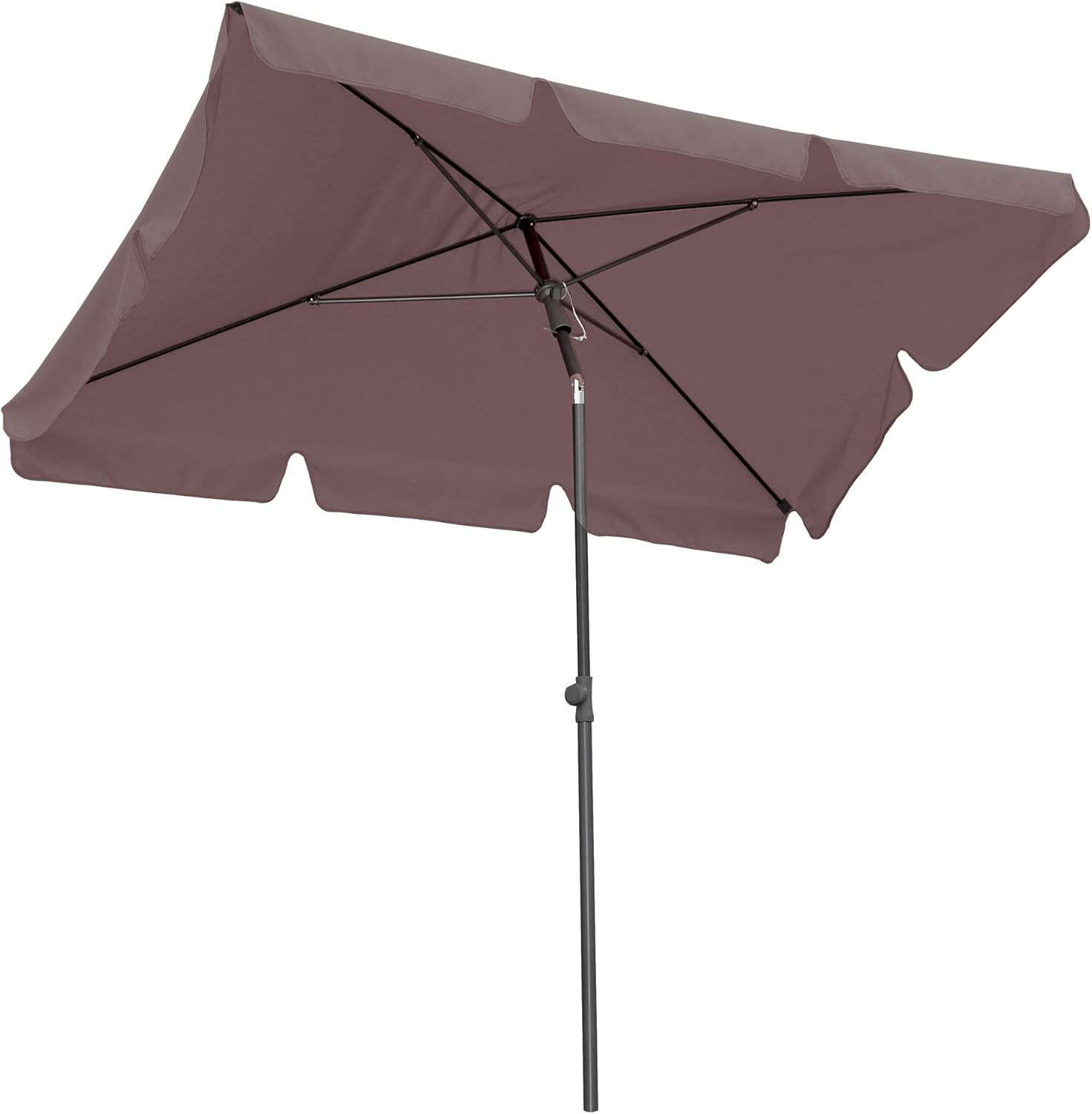 QUICK STAR Balkon Sonnenschirm 200x125cm Balkonschirm Rechteckig Knickbar Taupe Gartenschirm UV 50