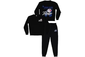 Gertex MLB Toronto Blue Jays Adult Unisex Black French Terry Set with Est. 1977 Design | Front, Back, Pant Print | Licensed