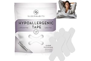 SS SLEEP HABITS 128 Strips Hypoallergenic Gentle Transpore Tape, Silicone and Latex Free Medical Grade Tape