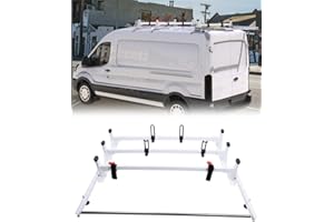 Vanhoxcci Cargo Van Roof Ladder Rack Fit for 2015-2023 Ford Transit 150 250 350 with Rear Cargo Roller 800LB Steel White