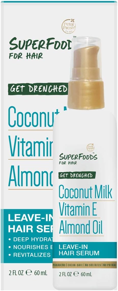 Petal Fresh Get Drenched Leave-in Hair Serum (Coconut Milk, Vitamin E & Almond Oil) | SuperFoods Beauty