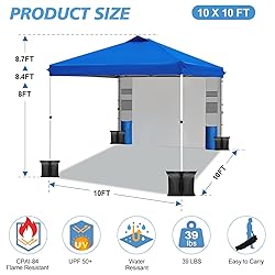 WEIZE 10ft X10ft Pop Up Canopy Tent,One-Button Push
