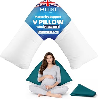 Rohi Orthopaedic V Pillow with Pillowcase Teal Anti-Allergy Hollowfibre Support