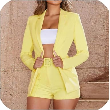 long blazer and shorts