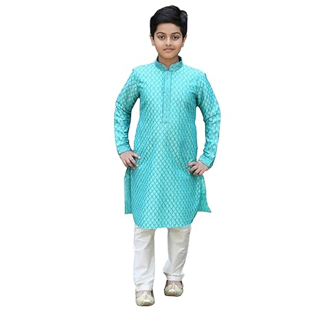 Embroidered Kurta and Churidar Set For Boys