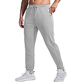 PINSPARK Mens Athletic Joggers Pants with Zipper Pockets Lightweight Quick Dry Workout Track Gym Pants