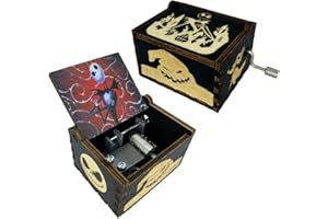 Youtang Hand Crank Music Box The Halloween Christmas Laser Engraved Wood Musical Box Jack Skellington Gift for Christmas,Birthday,Valentine's Day,Mother's Day,Play This is Halloween(Image1)
