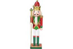 SafeSir Nutcracker Christmas Decor, 12 Inches Traditional Wooden Nutcrackers Figures Christmas Decorations for Xmas Indoor Tabletop Desktop Shelves Ornaments Ornaments (Green)