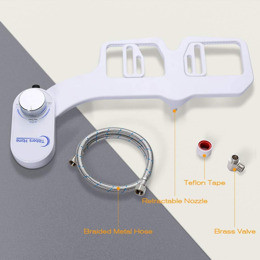Tibbers Bidet, Self-Cleaning Nozzle and No-Electric Bidet Toilet Attachment, Fresh Water Sprayer, Easy to Install
