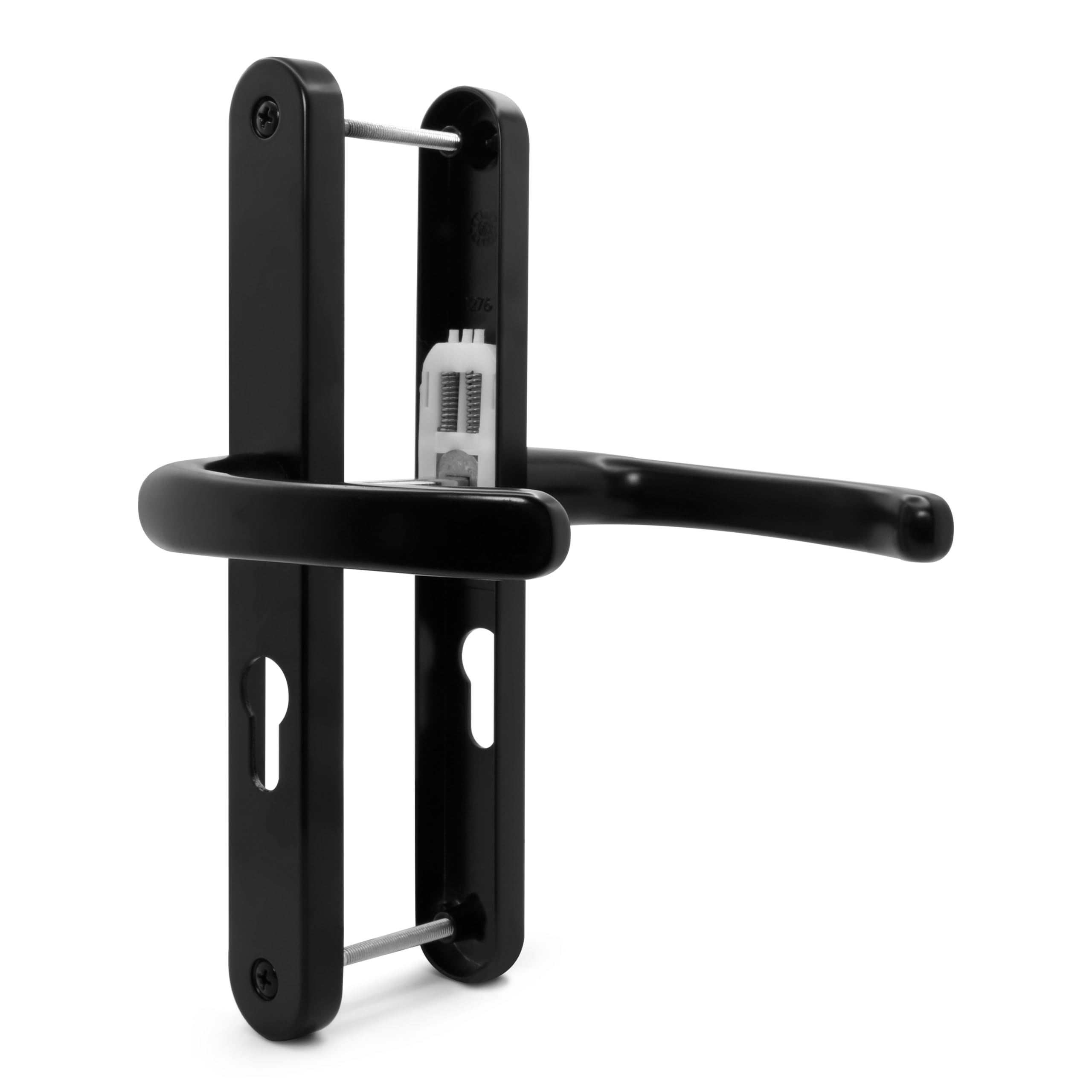 TSS UPVC Door Handle Set - Lever Style - 48mm PZ - 215mm Screw Centers - 246x32mm Backplate - Replacement in Black