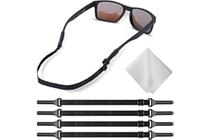 Buyisgle No Tail Eye Glasses Holder Strap - Adjustable Sunglasses Straps Cords for Men Women - Eyeglasses Holders Around Neck - Eyewear String Lanyard Retainer - 4 PCS（13.5in Black