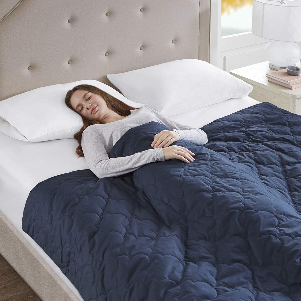 Weighted Blanket With One 100% Cotton Replaceable Cover - Cloud Quilting Pattern Heavy Sensory 2.0 Blankets - Great Sleep Therapy for People with Anxiety, Autism, ADHD, Insomnia or Stress