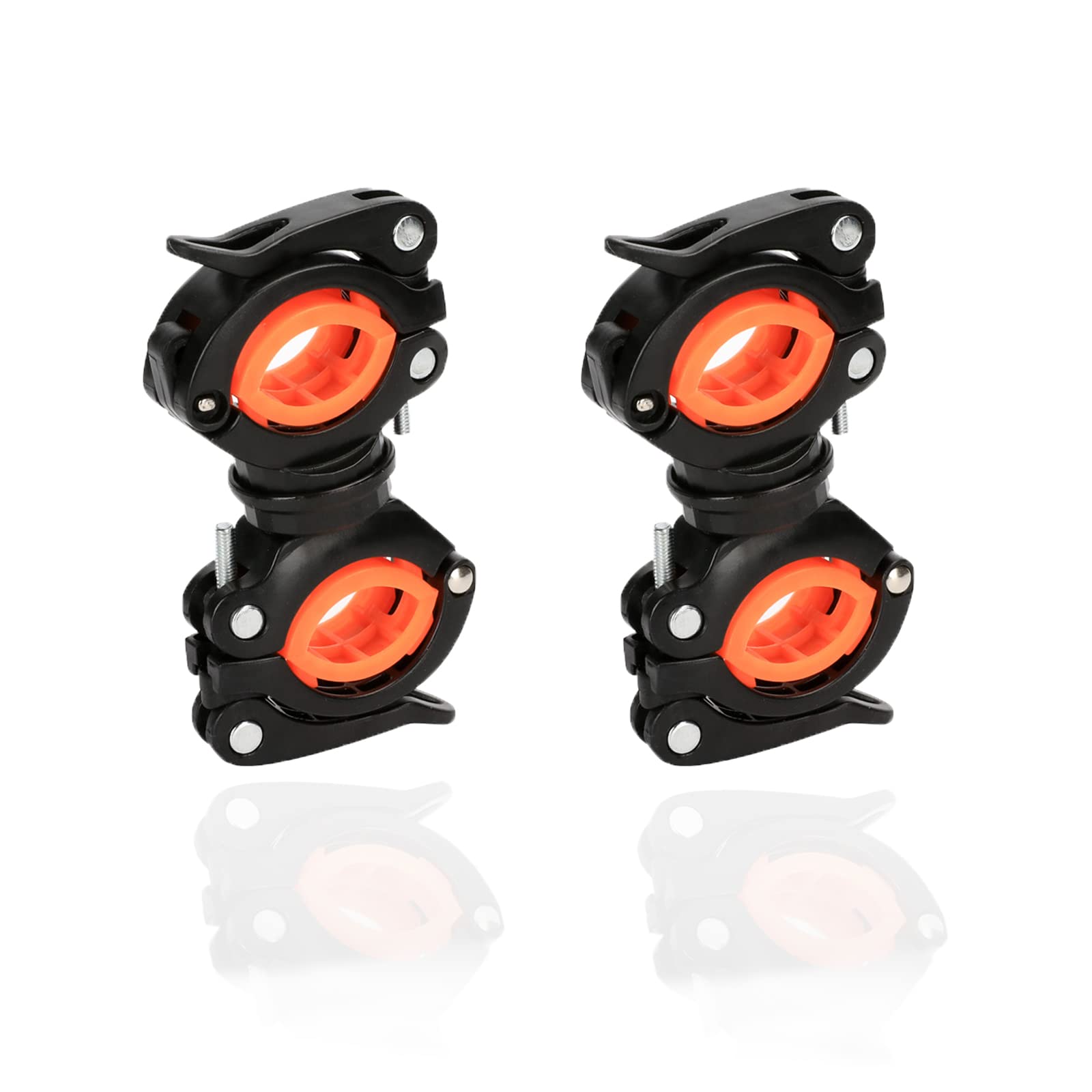 Floatdream 2-Piece Universal Bicycle Torch Holder, Black & Orange, Front, Holder, Bike Clip