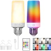 BWKVH Rechargeable Light Bulbs with Remote, E26 Wireless RGB LED Bulb,12 RGB +3 Color Temp,USB‑C Rechargeable,Dimmable,Timer &amp; Memory,for Camping Sconce Emergency,2 Pack