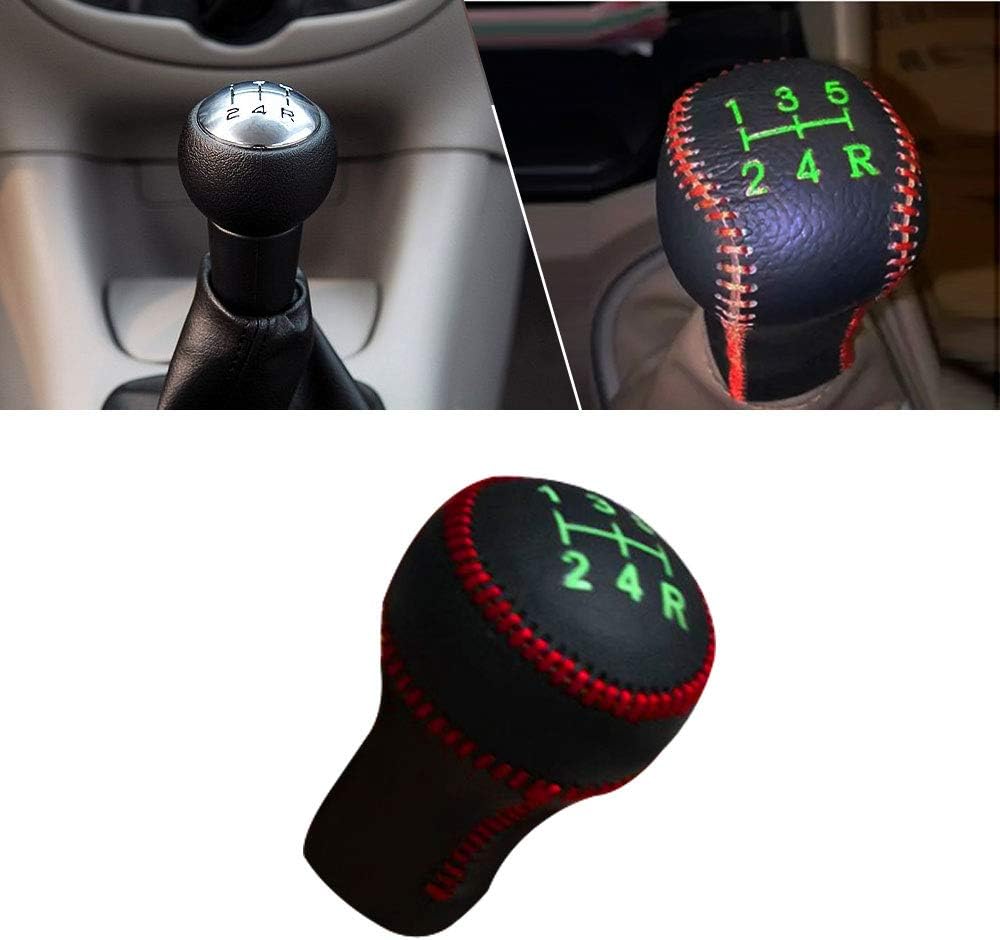Non-slip Leather Gear Shift Knob Cover MT for 206 04-08 207 09-13 307 04-12 308 2012 408 10-12 3008 13-15 508 2011 5 Speed Manual Shift Lever Red & Black Type B