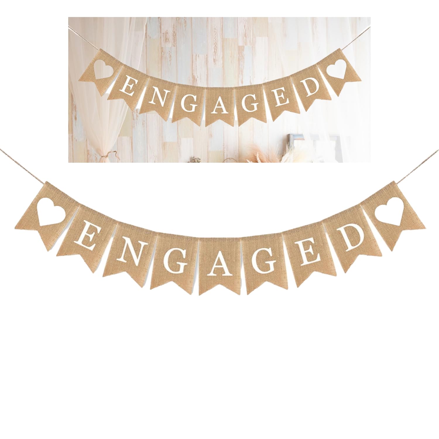 Fizzix Elegant Linen 'Congratulations' Engagement Banner - Perfect for Party Decorations & Photo Backdrops