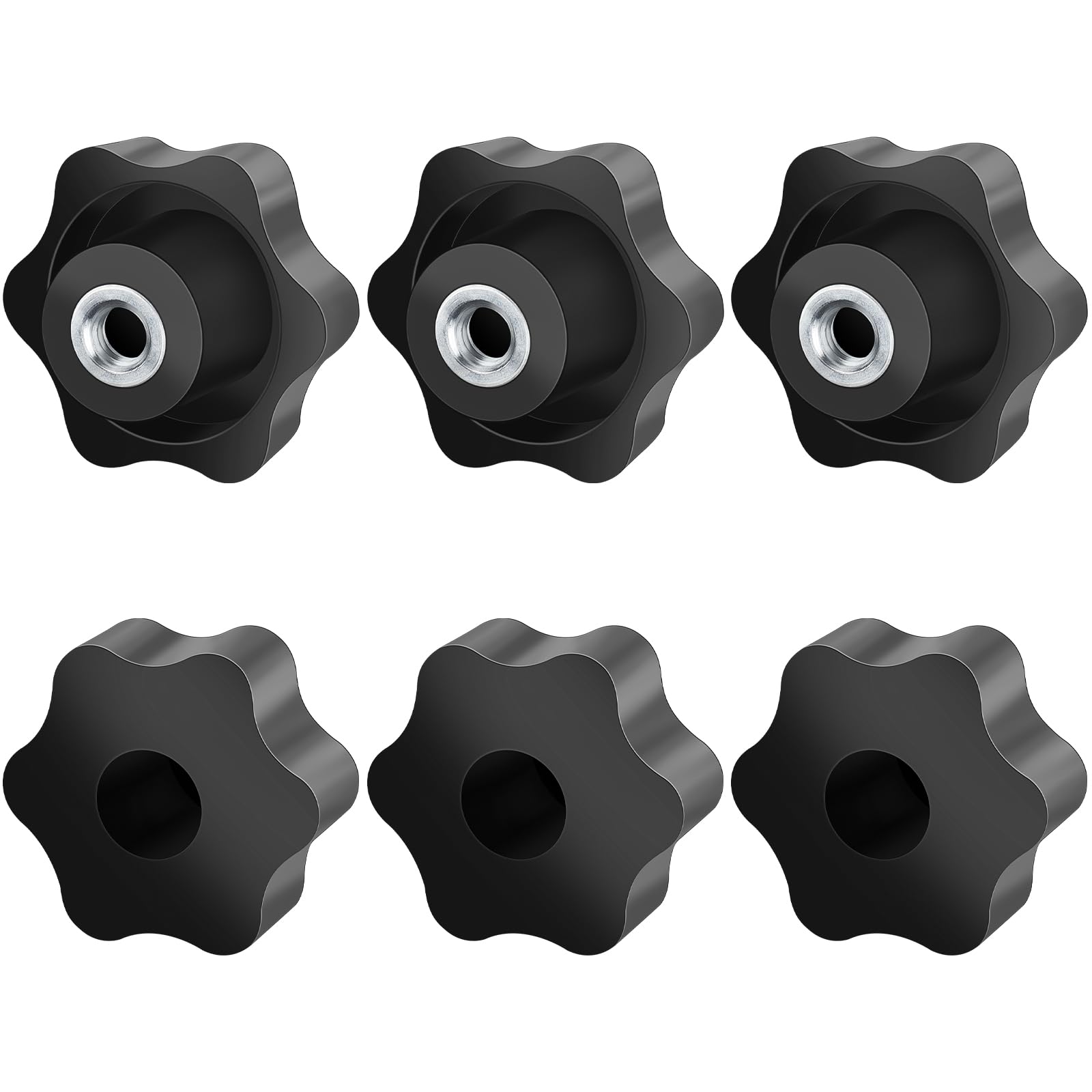 6Pcs M8 Star Clamping Nuts, Jeboler Handle Nuts Diameter 50mm Knobs Grip Plastic Star Nut, Handle Wing Nut Thumb Bolts Thread For Machines And Furniture, Machine Tools, Fitness Equipment