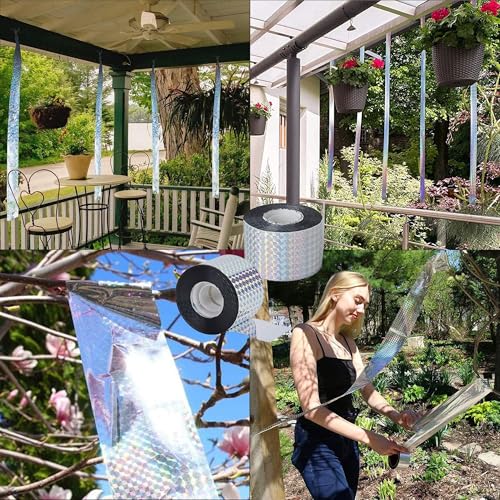 PRADAA Reflective Bird Repellent Scare Tape – 4.8 cm x 50 meters, Double-Sided Deterrent for Balconies, Homes, Gardens, and Farms