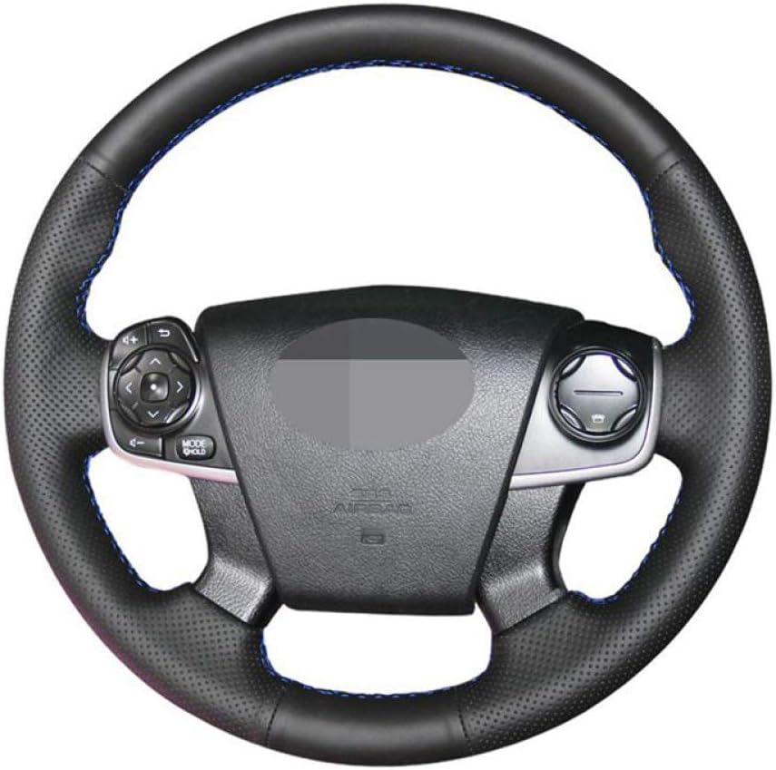 Piaobaige DIY Hand stitched Black Soft Artificial Leather Car Steering Wheel Cover for Toyota Camry 2014 2013 2012