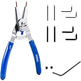 PESIKO 8-Inch Snap Ring Plier Internal/External with Interchangeable Tips | Circlip Pliers, 0.070in Tips, 4 Pairs 0.047in and 0.029in Quick Replacement Tips, Chrome Vanadium Steel Tips