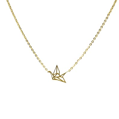 Koenigstiger Origami Kranich Halskette Kette Mit Anhänger Schmuck Mit 18k Gold Necklace Perfekt Für Jeden Anlass Freundschaftskette