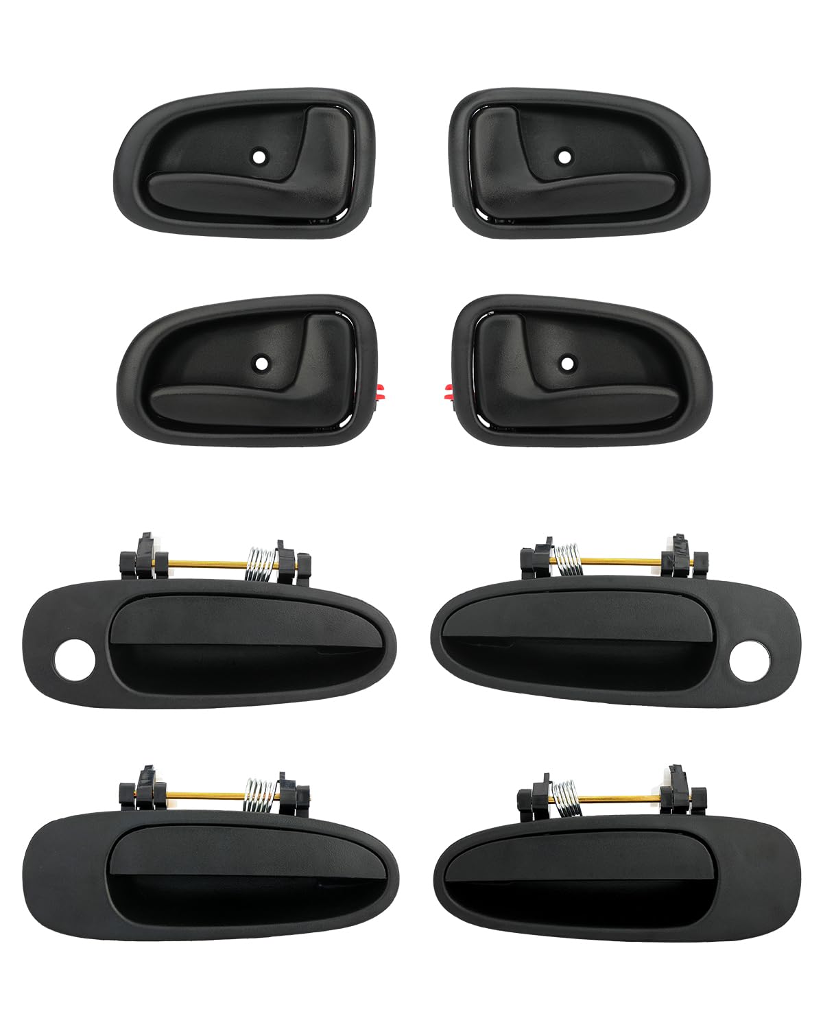 Photo 1 of Door Handle Set, Compatible With 1993-1997 Toyota Corolla, Geo/Chevy Prizm | Interior & Exterior Front & Rear Left Driver & Right Passenger Side | Replaces# 6922012160 69210-12160 77462 77464 (8 PCS)