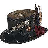 COSDREAMER Womens Men Steampunk Top Hats Victorian Veil Feather Hat Halloween Hats