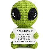 TKGIFTHOT Valentines Gifts for Him Her Boyfriend Girlfriend Husband Wife Crochet Alien Gift for Anniversary Valentine's Day Birthday Funny Romantic I Love You Gifts for Man Women