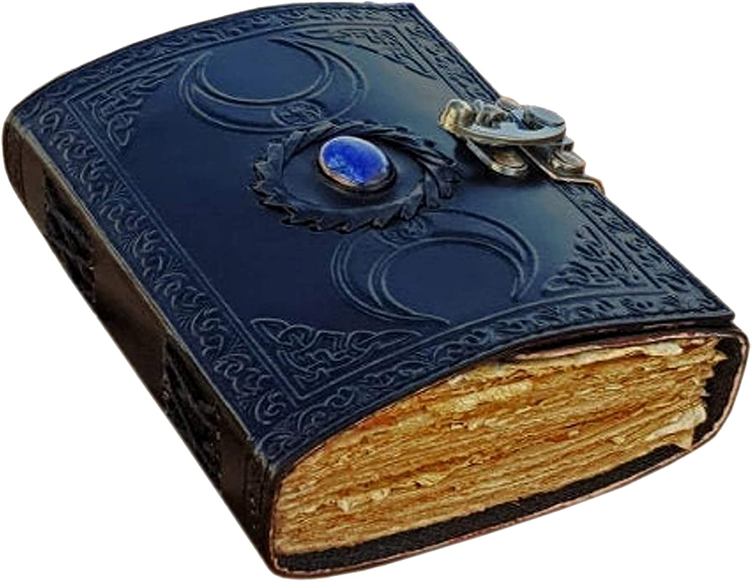 ALCRAFT Vintage Leather Celtic Triple Moon Grimoire Book of Shadows Spellbook Journal for Men Women, Wicca Wiccan Pagan Witchcraft Writing Notebook, Blank Unlined Pages — image 1