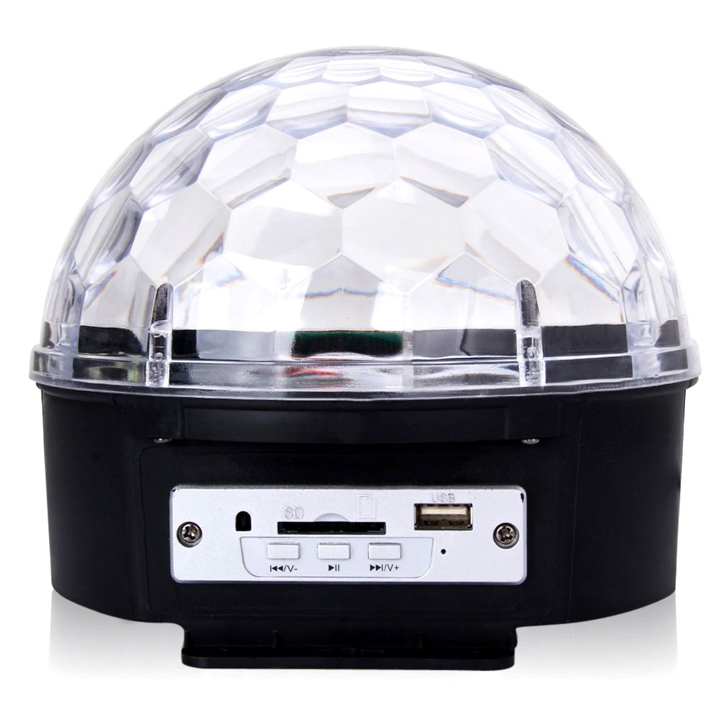 Bluetooth LED Music Speaker Disco Ball Sound Activated with MP3 SD/USB Slot + Bluetooth, Built in Speakers - Connect to iPhone or Any Bluetooth Device - from Playlearn (UK)