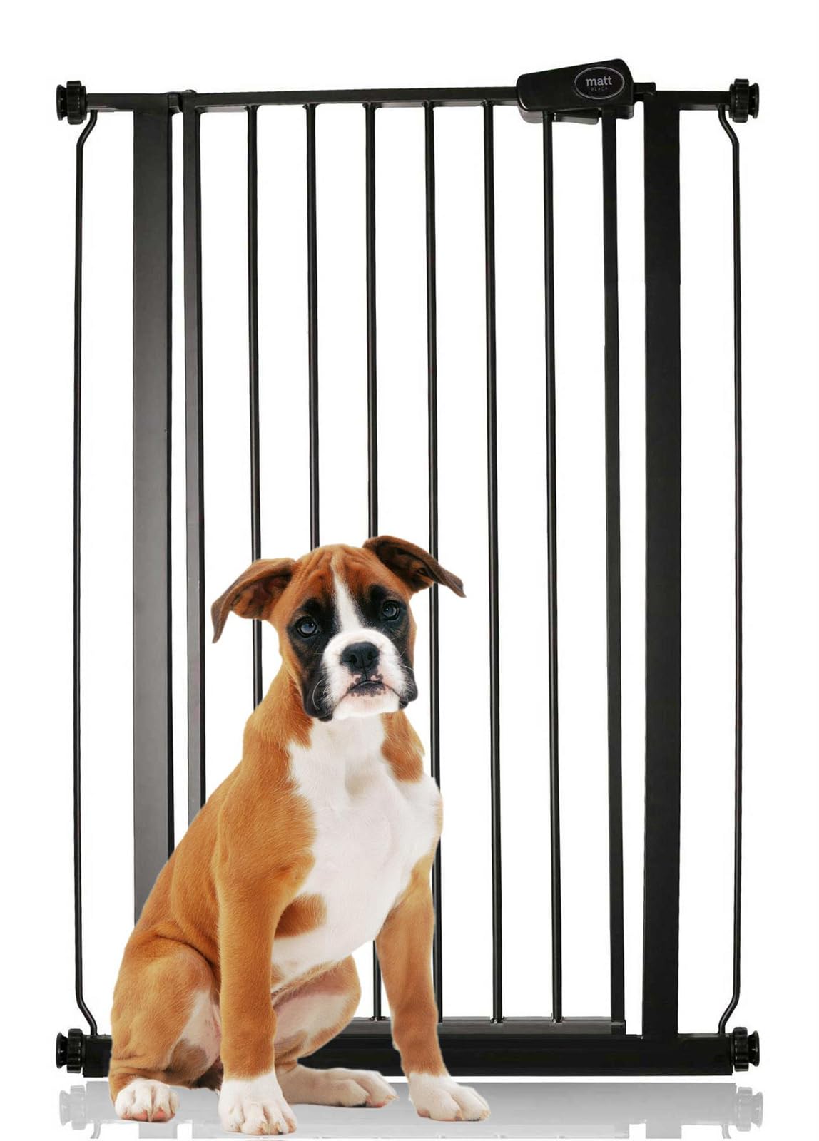 Bettacare Extra Tall Pressure Installed Premium Pet Gate, 75cm - 83cm, Matt Black, Pressure Fit Stair Gate for Dog, Safety Barrier for Puppy, Easy Installation