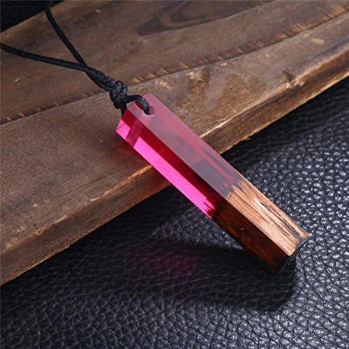 Mahogany Pendant Necklaces Women Girl Mahogany Wood Pendant Sweater Chain Necklace Hemlock (Red-2)