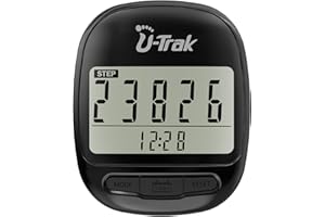U-Trak Pedometer for Walking Simple Step Counter Accurate Step Tracker Pedometer Clip On with 7 Days Memory Distance Miles/Km, Calorie Counter, Clock, Exercise Time for Men Women Kids Senior