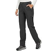 Women's Fleece Lined Outdoor Cargo Hiking Pants Water Repellent Softshell Snow Ski Pants with Zipper Pockets,H4409,Grey,34