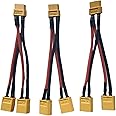 skrnrhrery XT60 series serial parallel connector, XT60 battery extension cable connector with 14awg silicone cord 1female to 2 maleconnectorfor RC mode helicopter Quadcopter parallel connector3 pieces