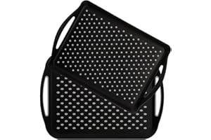 TOPZEA 2 Pack Non Slip Serving Trays with Handle, Plastic Cafeteria Fast Food Serving Tray, School Lunch Tray Rectangular Ser
