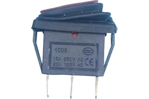 Emmui 15A 250V 20A 125V AC 3 pin 2 Position Waterproof Red Lighted Rocker Switch Used for Outdoor Work Equipment and Household appliances