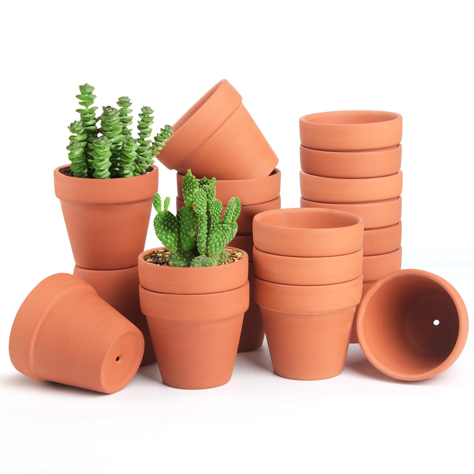 Photo 1 of FAMILY 20 Pack 3.15 inch Terra Cotta Clay Flower Pots - Breathable and Paintable Indoor Mini Planters for Kids and Adults