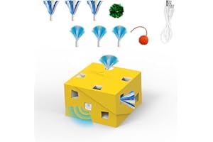 Migipaws Interactive Cat Toys Automatic Mice Feather Ribbon Pop Out Hide in 12 Holes for Indoor Cats 2022 Upgrade Whack A Mole Kitten Game USB Rechargeable DIY Carton Box Toys Bundle Cat Balls