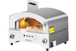BIG HORN OUTDOORS Gas Pizza Oven, Portable Propane Pizza Oven with 13 inch Pizza Stone, Stainless Steel Pizza Maker for Outdoor Cooking